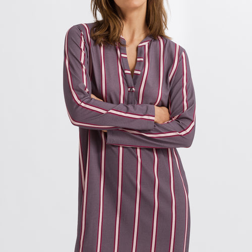 77618 Sleep And Lounge Long Sleeve Gown - 2934 Sleek Stripe