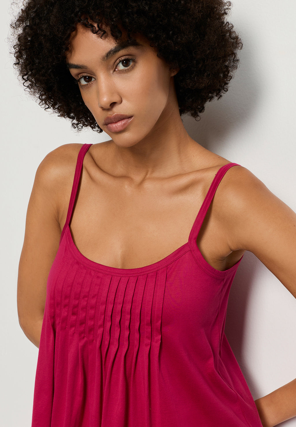 Juliet Spaghetti Strap Pleated Pajama Set | Light Sangria 77705-2465