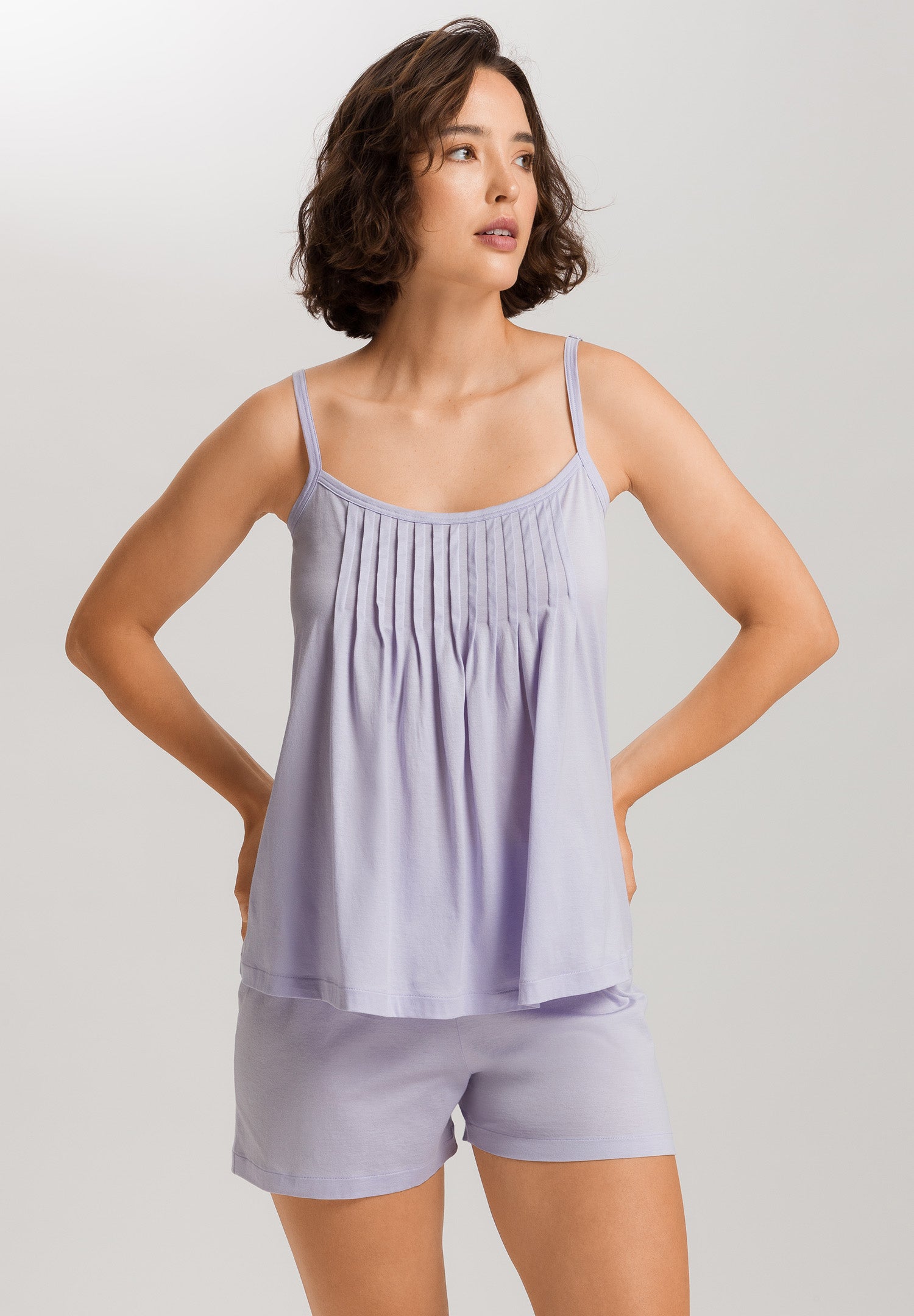 Juliet Spaghetti Strap Pleated Pajama Set | Purple Heather 77705-2474