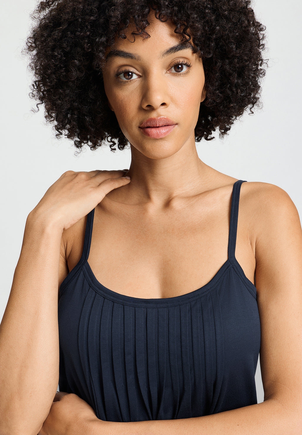 Juliet Pleated Cotton Chemise | Deep Navy 77748-1610