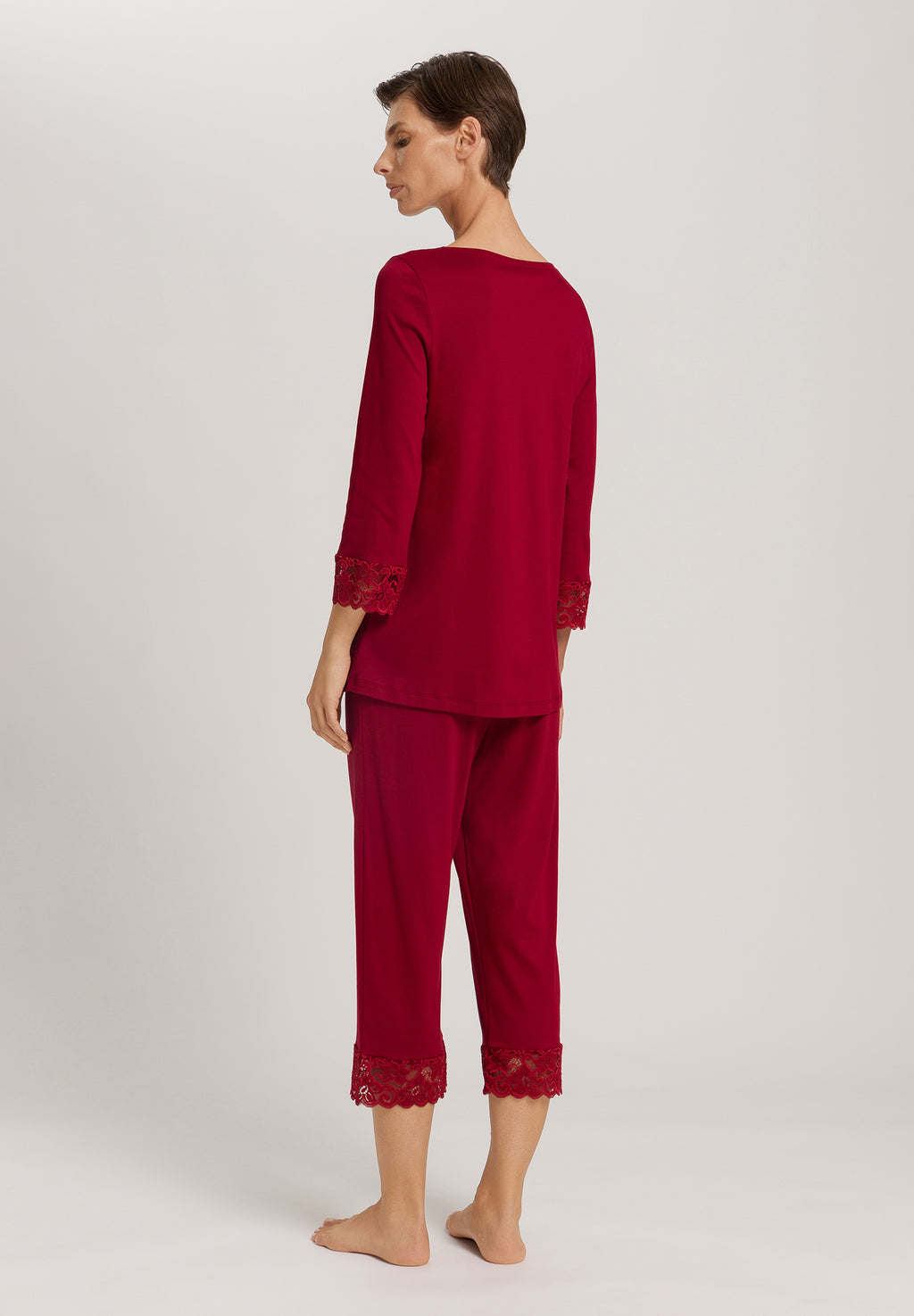Moments Lace Trim Cotton Pajama Set | Red Dahlia 77928-2418