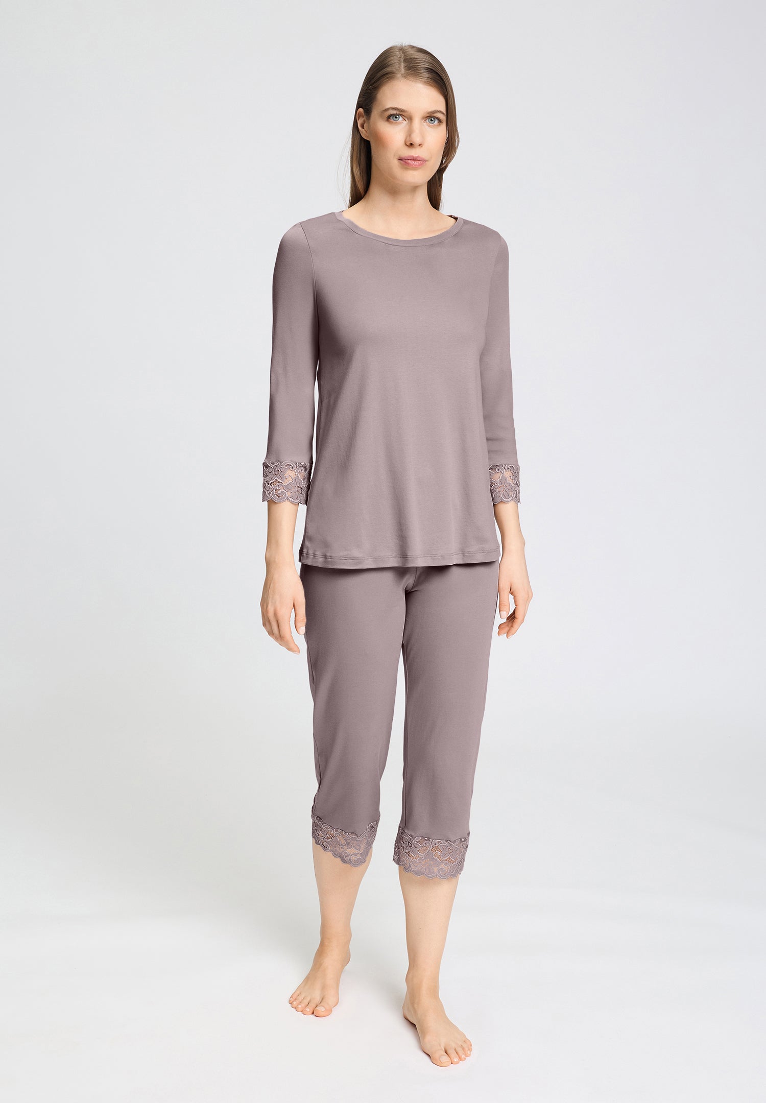 Moments Lace Trim Cotton Pajama Set | Stormy Rose 77928-2467