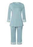 Moments Lace Trim Cotton Pajama Set | Tourmaline Blue 77928-2712