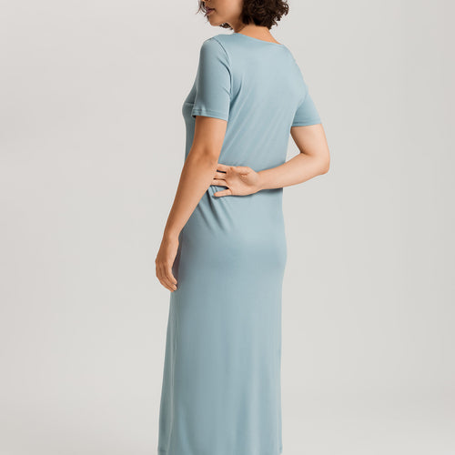 Moments Short Sleeve Long Gown | Tourmaline Blue 77933-2712