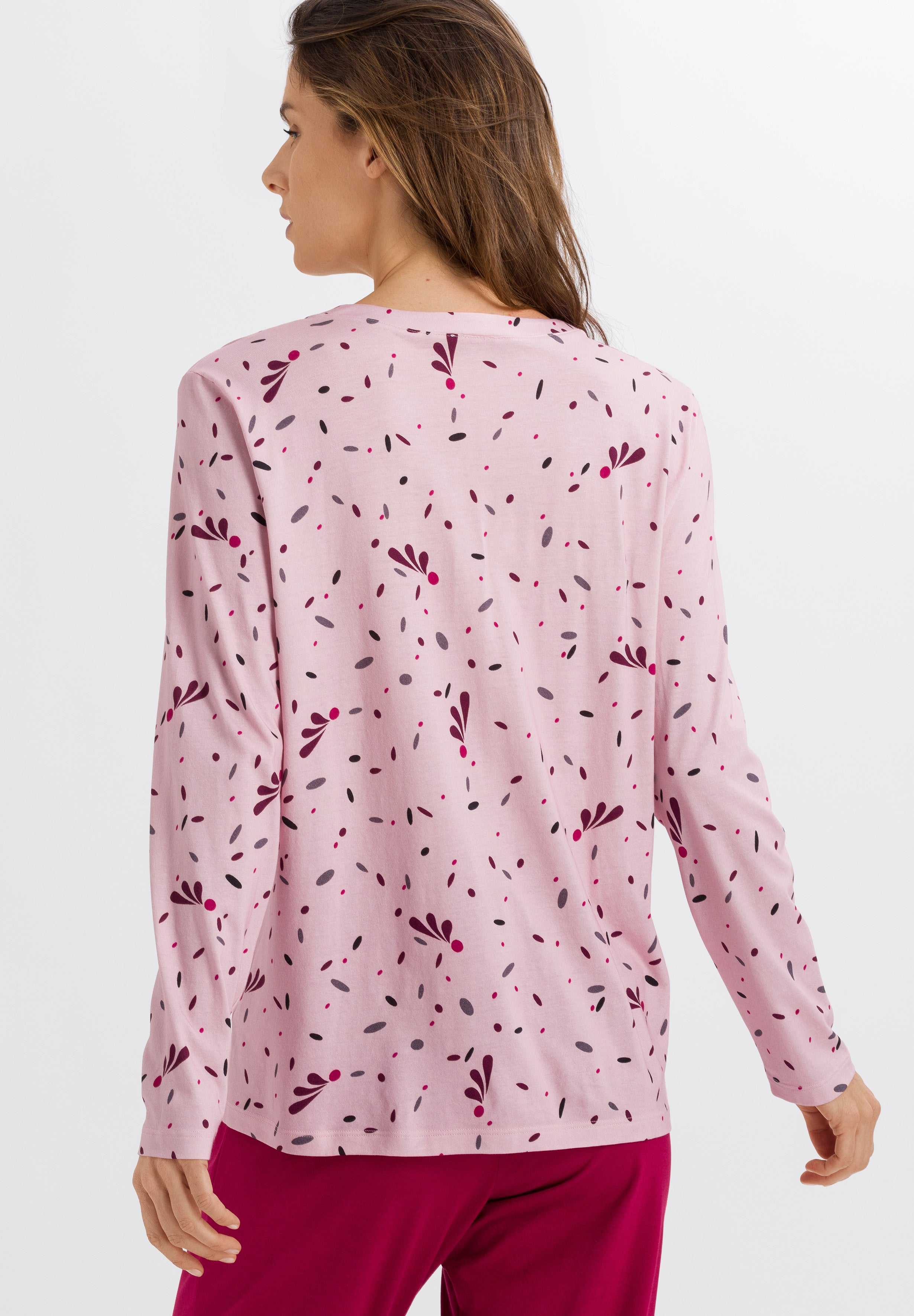 77934 Sleep And Lounge Long Sleeve Button Front Jersey Shirt - 2933 Blithe Petals Print