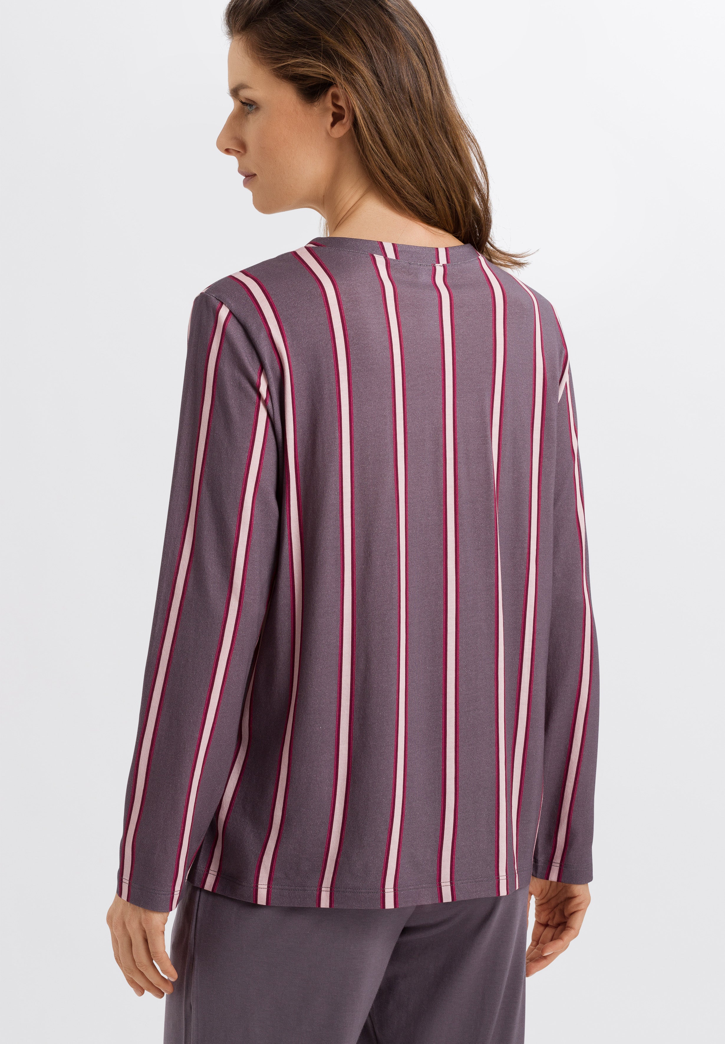 77934 Sleep And Lounge Long Sleeve Button Front Jersey Shirt - 2934 Sleek Stripe