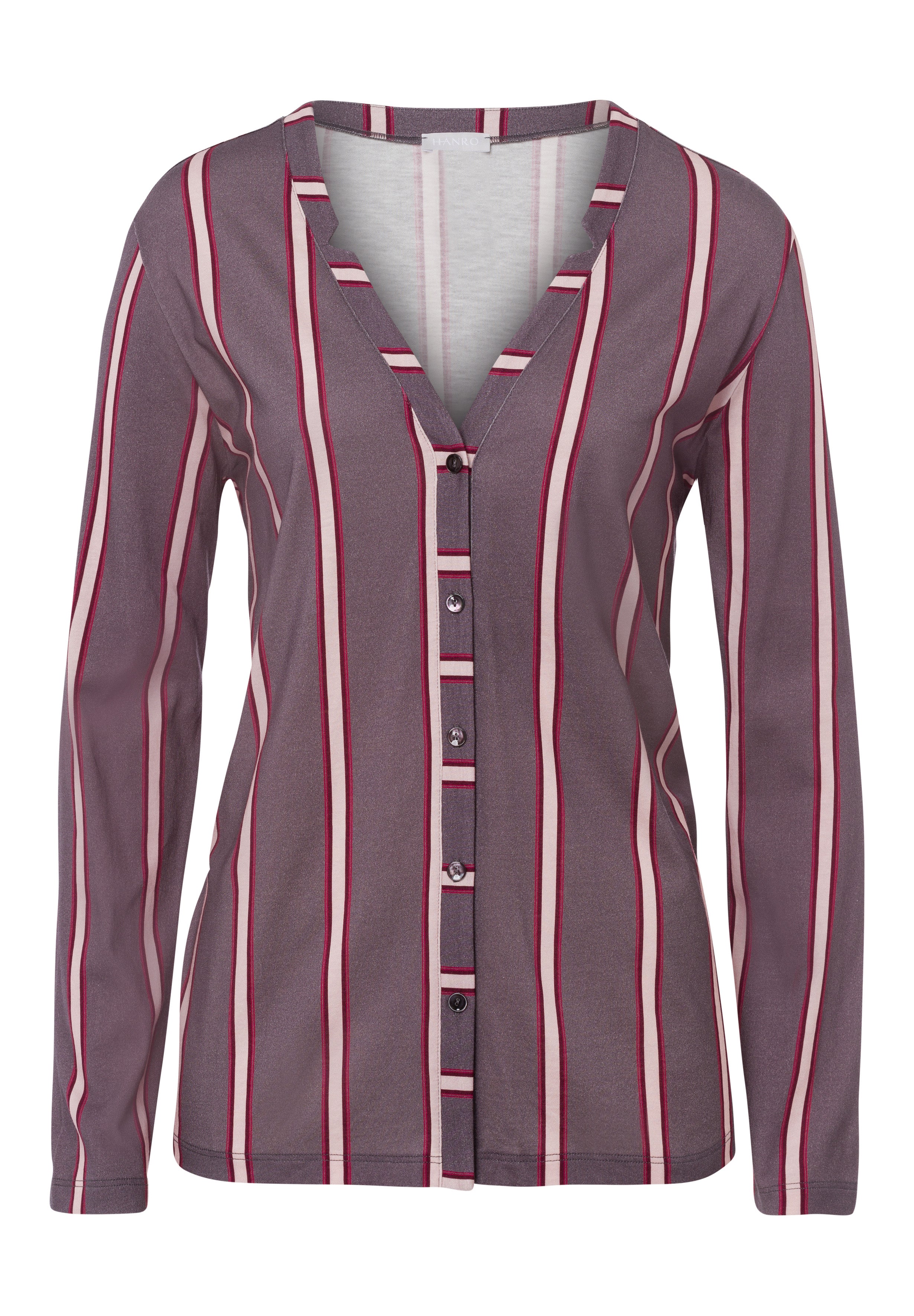 77934 Sleep And Lounge Long Sleeve Button Front Jersey Shirt - 2934 Sleek Stripe