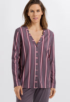 77934 Sleep And Lounge Long Sleeve Button Front Jersey Shirt - 2934 Sleek Stripe