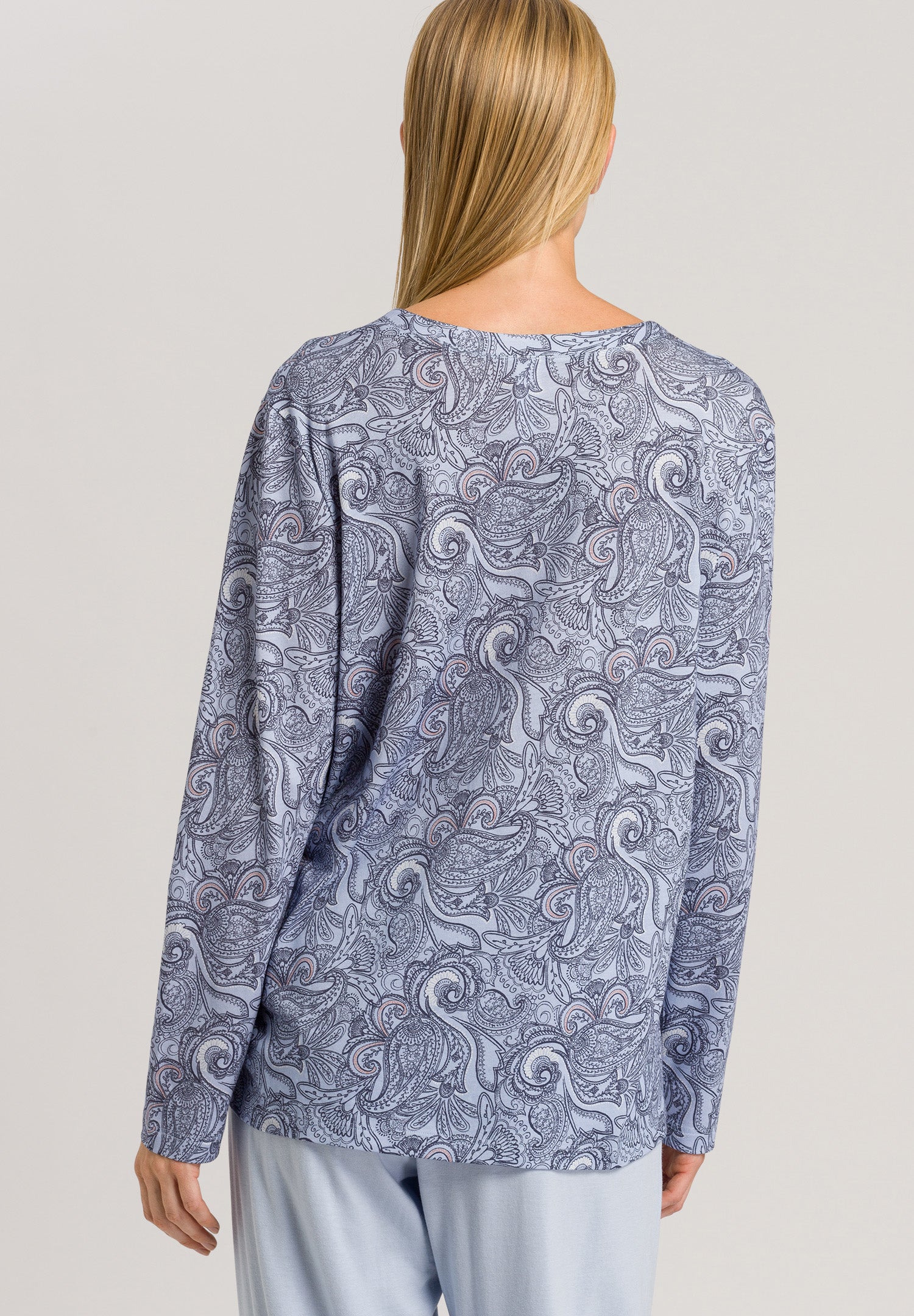 77934 Sleep And Lounge Long Sleeve Button Front Jersey Shirt - 2954 Calm Paisley