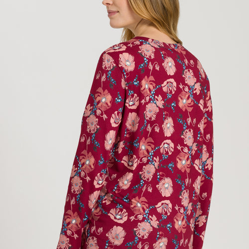 77934 Sleep And Lounge Long Sleeve Button Front Jersey Shirt - 2983 Floral Joy