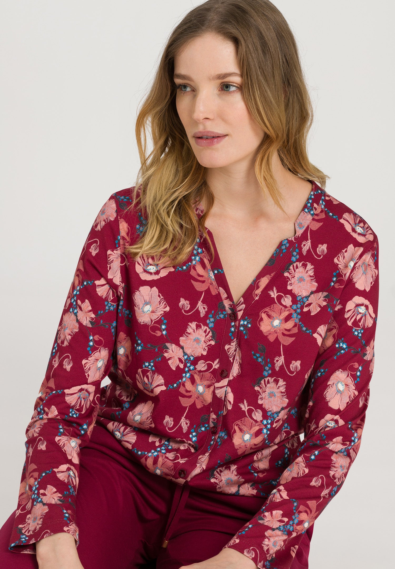 Sleep And Lounge Button Front Shirt | Floral Joy 77934-2983