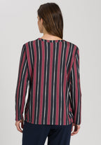 77934 Sleep And Lounge Long Sleeve Button Front Jersey Shirt - 2984 Marsala Stripe