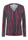 77934 Sleep And Lounge Long Sleeve Button Front Jersey Shirt - 2984 Marsala Stripe
