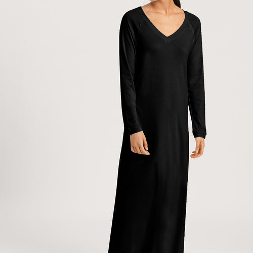 Pure Essence Cotton V-Neck Nightgown 130cm | Black 77947-019