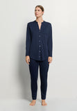 Pure Essence Button Front Soft Cotton Pajama Set | Deep Navy 77949-1610