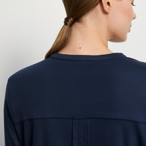 Pure Essence Button Front Soft Cotton Pajama Set | Deep Navy 77949-1610