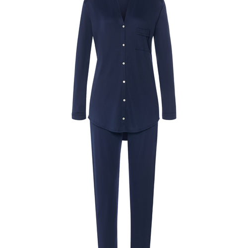 Pure Essence Button Front Soft Cotton Pajama Set | Deep Navy 77949-1610