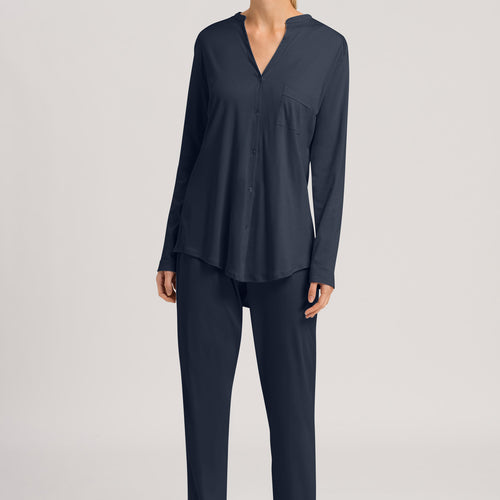 Pure Essence Button Front Soft Cotton Pajama Set | Blueberry 77949-1650