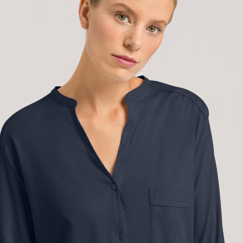 Pure Essence Button Front Soft Cotton Pajama Set | Blueberry 77949-1650