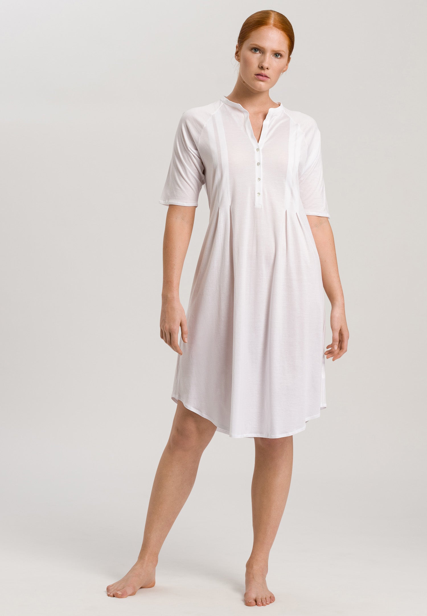 77954 Cotton Deluxe Short Sleeve Button Front Gown - 101 White