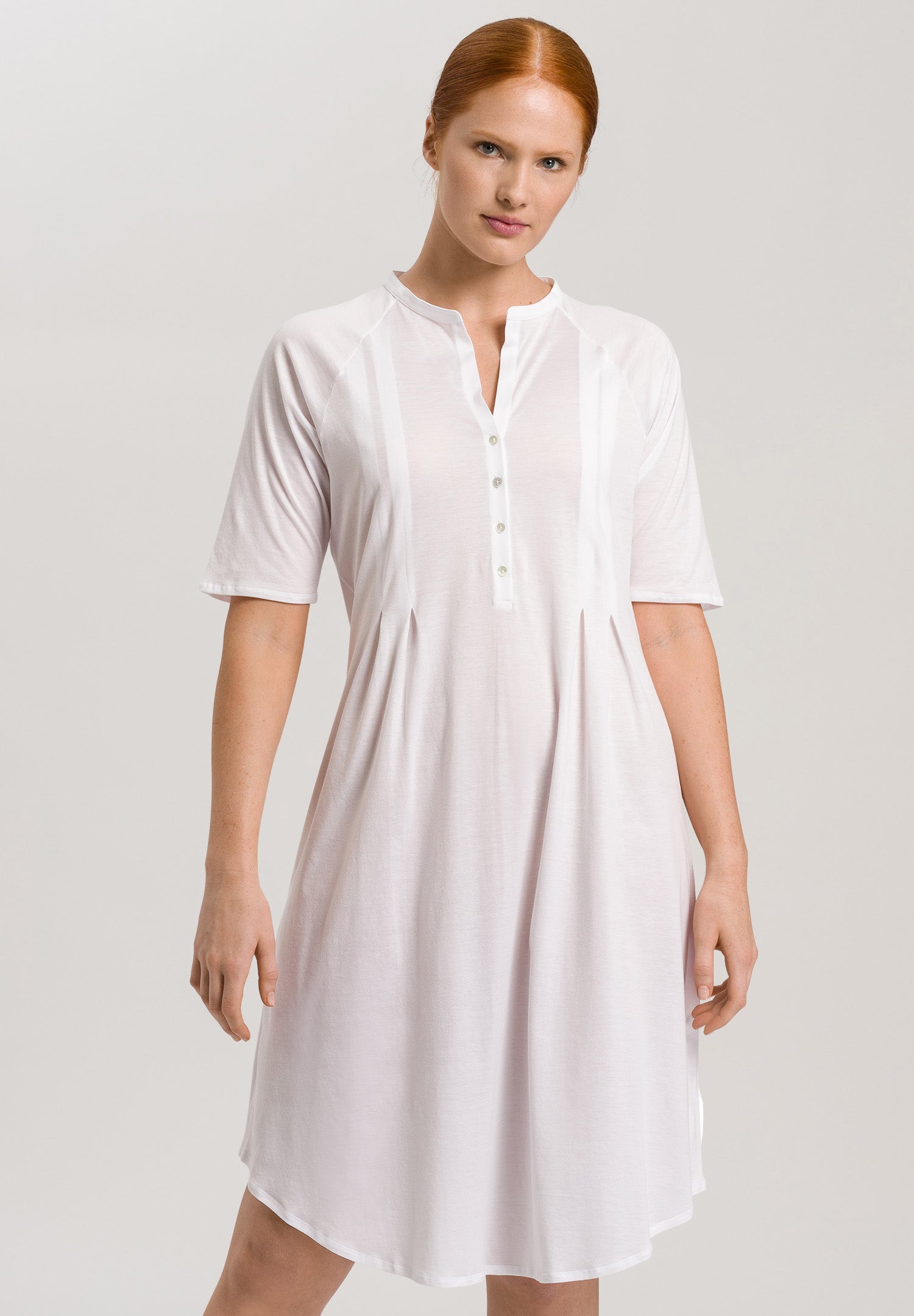 77954 Cotton Deluxe Short Sleeve Button Front Gown - 101 White