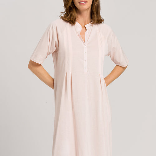 77954 Cotton Deluxe Short Sleeve Button Front Gown - 1334 Crystal Pink