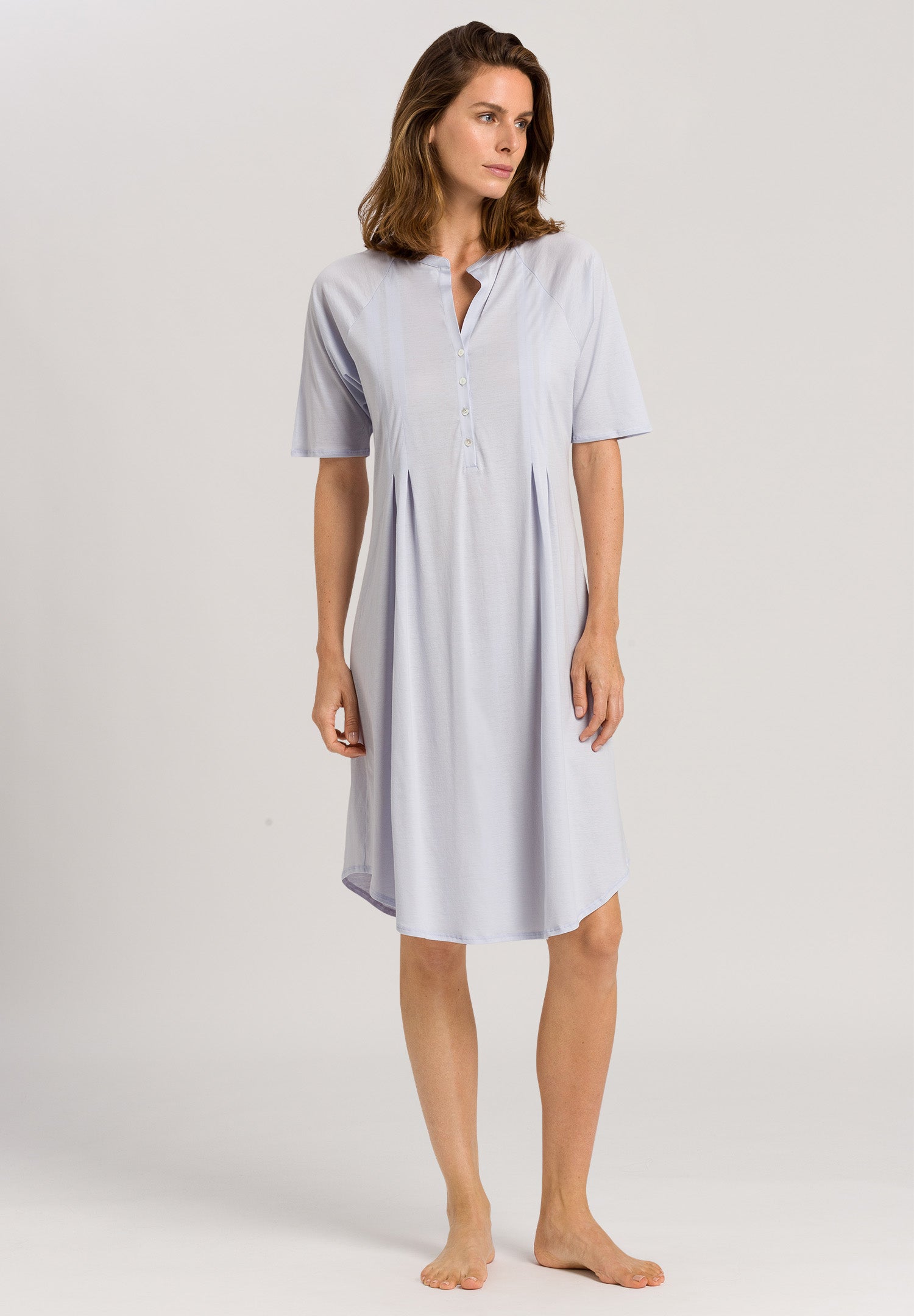 77954 Cotton Deluxe Short Sleeve Button Front Gown - 511 Blue Glow