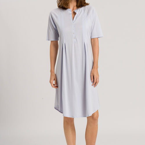 77954 Cotton Deluxe Short Sleeve Button Front Gown - 511 Blue Glow