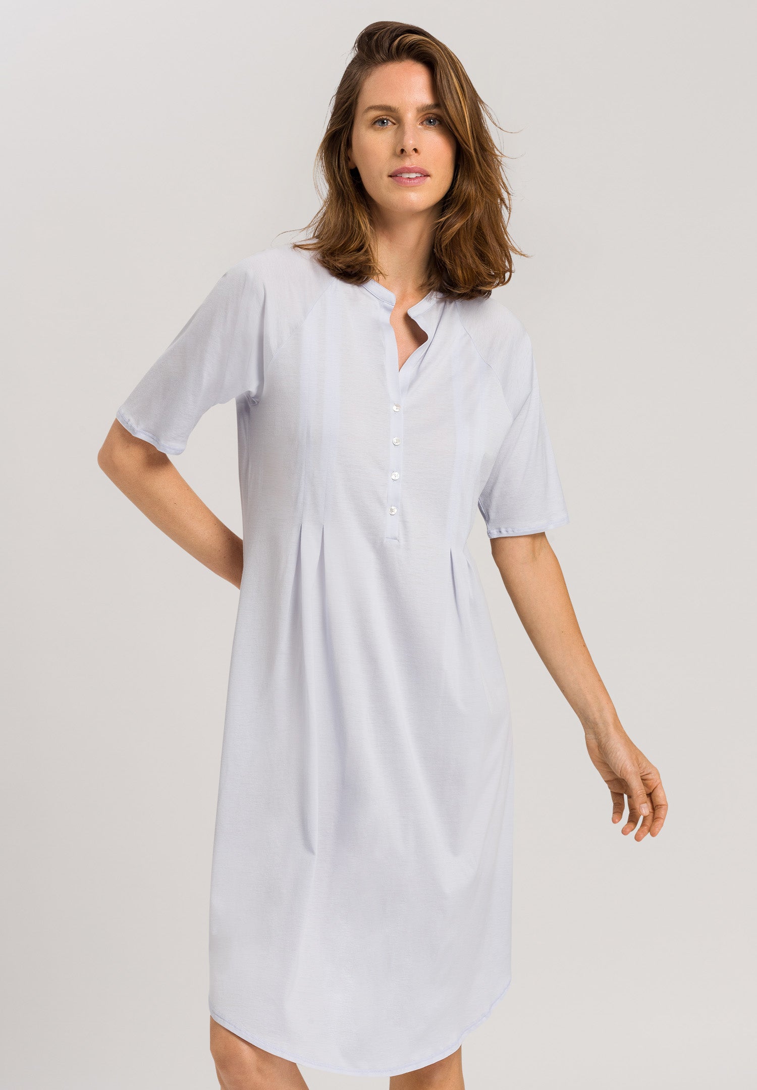 77954 Cotton Deluxe Short Sleeve Button Front Gown - 511 Blue Glow