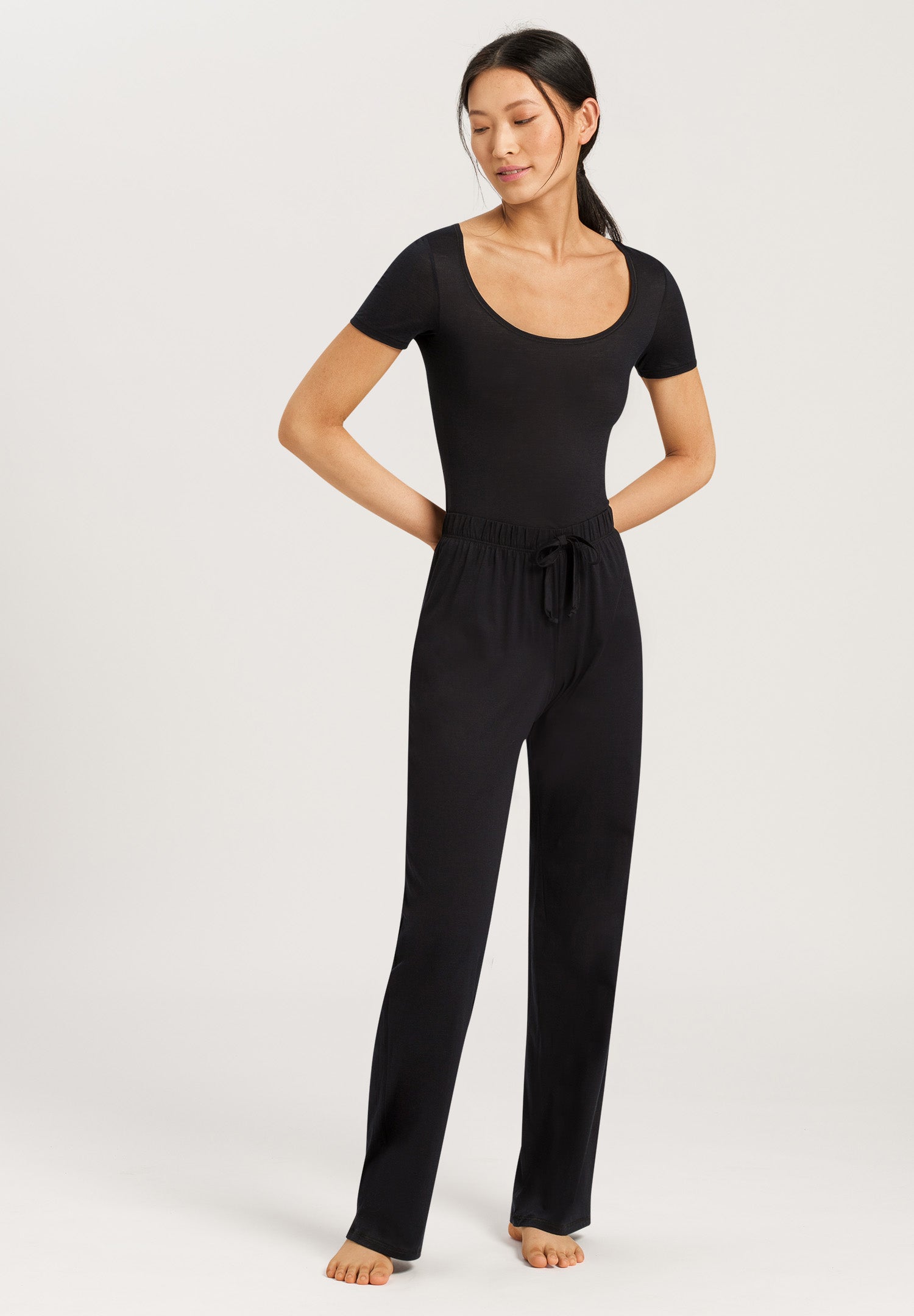 77955 Cotton Deluxe Drawstring Long Pant - 019 Black