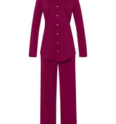 Cotton Deluxe Cotton Button Front Pajama Set  | Deep Poppy 77956-2405