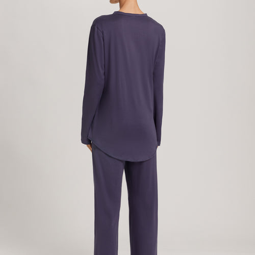 Cotton Deluxe Button Front Pajama Set | Blue Stone 77956-2610