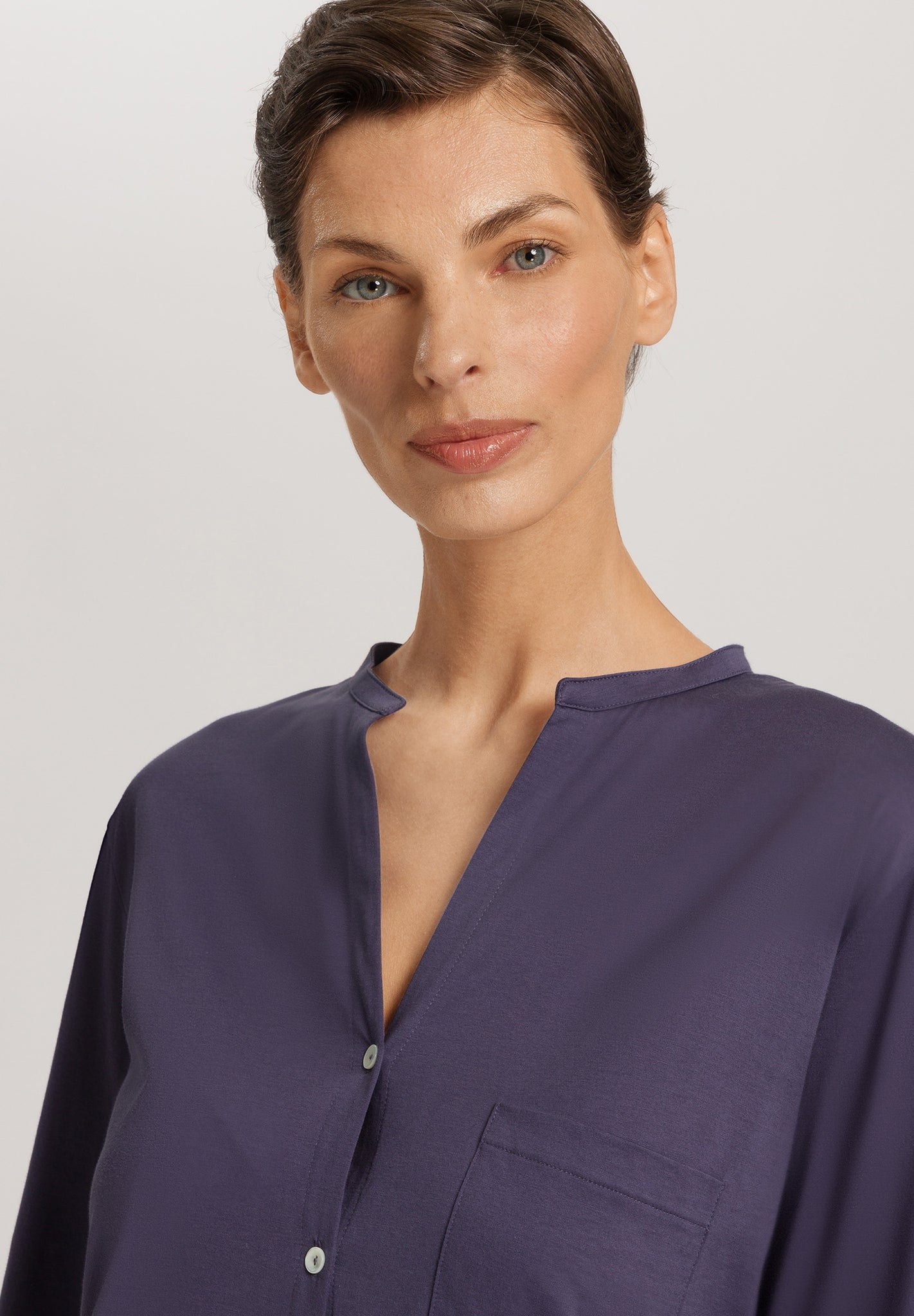 Cotton Deluxe Button Front Pajama Set | Blue Stone 77956-2610