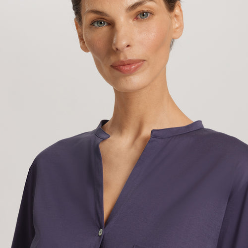 Cotton Deluxe Button Front Pajama Set | Blue Stone 77956-2610