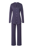 Cotton Deluxe Button Front Pajama Set | Blue Stone 77956-2610