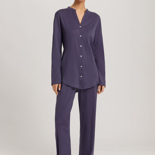 Cotton Deluxe Button Front Pajama Set | Blue Stone 77956-2610