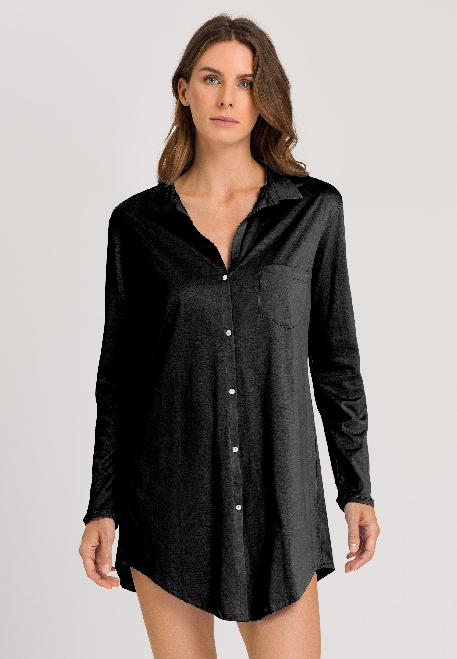 Cotton Deluxe Button Front Cotton Sleep Shirt | Black 77958-019