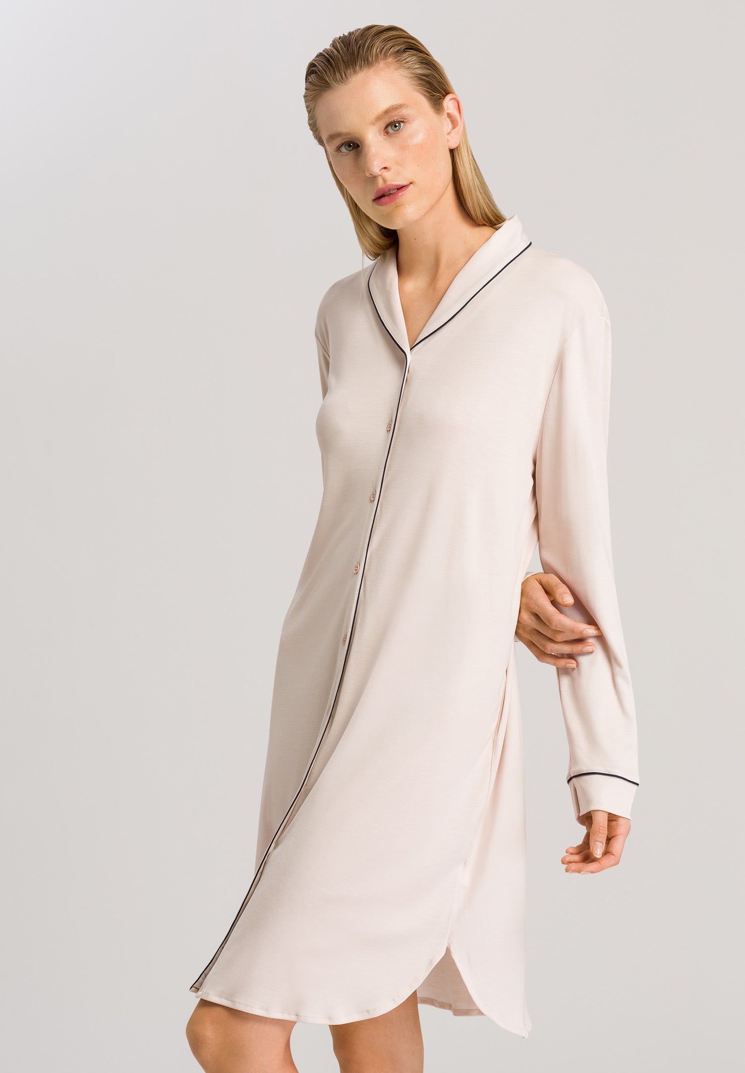 77964 Natural Comfort L/Slv Nightdress - 1809 Almond