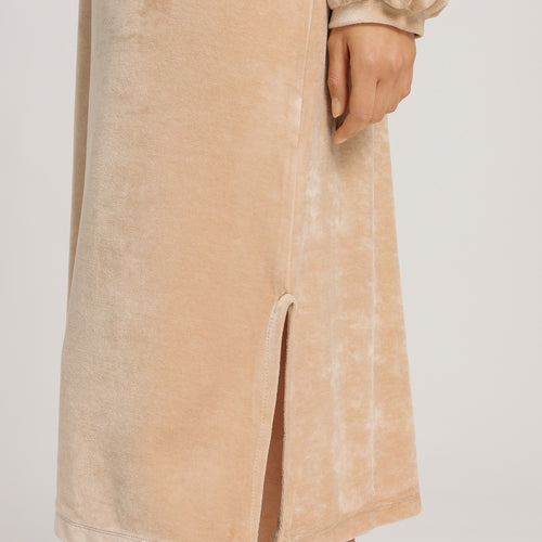 Favourites Round Neck Velvet Dress With Balloon Sleeves | Coffee Quartz 78110-2216