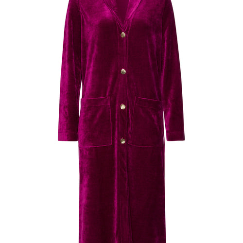 Favourites Shawl Collar Button Up Velvet Robe | Pink Tourmaline 78169-2473