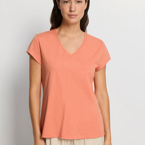 Natural Shirt S/Slv Shirt V-Neck | Light Carnelian 78256-2288