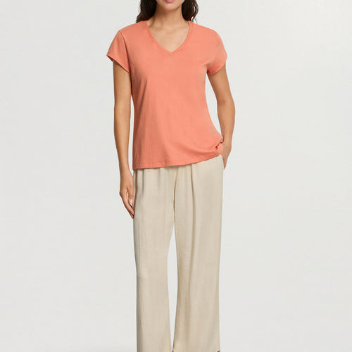 Natural Shirt S/Slv Shirt V-Neck | Light Carnelian 78256-2288