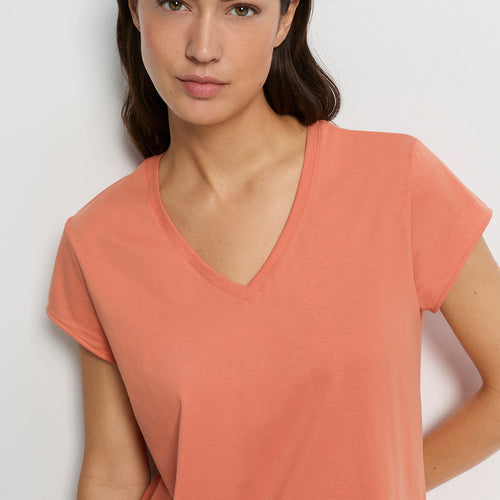 Natural Shirt S/Slv Shirt V-Neck | Light Carnelian 78256-2288