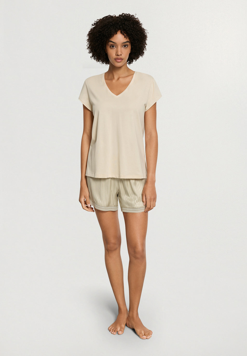 Natural Shirt S/Slv Shirt V-Neck | Oyster Gray 78256-2671