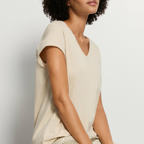 Natural Shirt S/Slv Shirt V-Neck | Oyster Gray 78256-2671