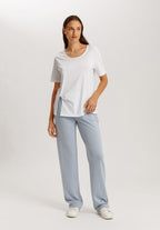 Natural Shirt Cotton Scoop Neck Top With Knot Detail | White 78402-101