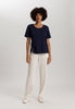 Natural Shirt Cotton Scoop Neck Top With Knot Detail | Deep Navy 78402-1610