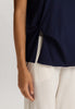 Natural Shirt Cotton Scoop Neck Top With Knot Detail | Deep Navy 78402-1610