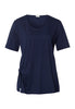 Natural Shirt Cotton Scoop Neck Top With Knot Detail | Deep Navy 78402-1610