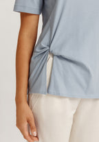 Natural Shirt Cotton Scoop Neck Top With Knot Detail | Sea Breeze 78402-2622